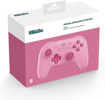 8Bitdo Ultimate 2C Bluetooth Controller for Switch, Wireless Controller with 6-Axis Motion Control, Rumble Vibration, Refined D-Pad and Bumpers, and Hall Effect Joysticks (Pink