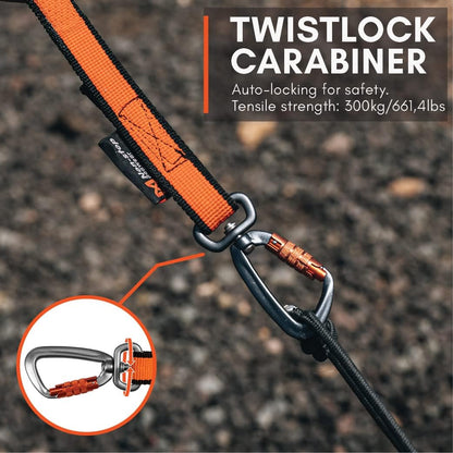Non-Stop Dogwear Bungee Leash, Black/Orange - 2.0m/23mm