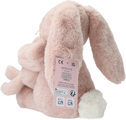 Depesche 13509 Princess Mimi Cuddly Toy Rabbit Nelly with Baby Rabbit in Pink and with Long Ears, Plush Toy with Velcro Fastening for Holding