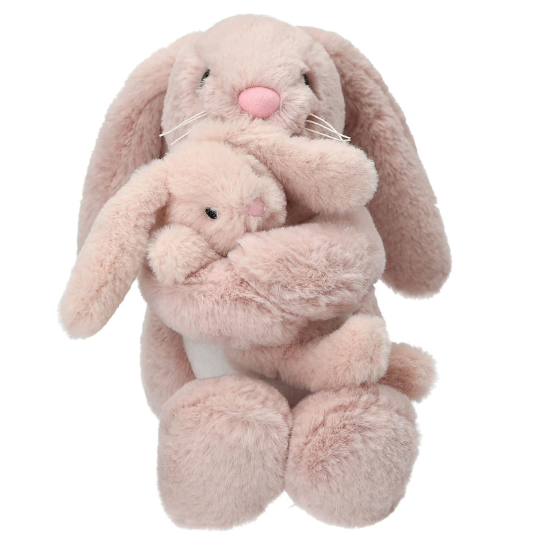 Depesche 13509 Princess Mimi Cuddly Toy Rabbit Nelly with Baby Rabbit in Pink and with Long Ears, Plush Toy with Velcro Fastening for Holding
