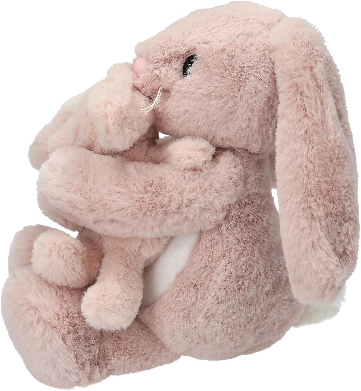 Depesche 13509 Princess Mimi Cuddly Toy Rabbit Nelly with Baby Rabbit in Pink and with Long Ears, Plush Toy with Velcro Fastening for Holding