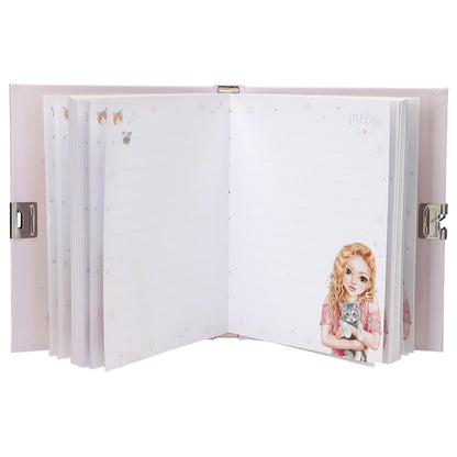 Depesche TOPModel Kitty and Doggy 13569 Diary with Heart Lock and Key, Purple Book with Model Motif, Cat Pattern and 192 Lined Pages