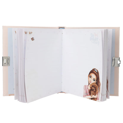 Depesche TOPModel Kitty and Doggy 13570 Diary with Heart Lock and Key, Pink Book with Model Motif, Dog Pattern and 192 Lined Pages