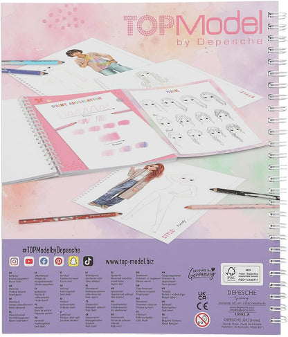 Depesche 13582 Create your TOPModel Colouring Book with 40 Pre-Printed Pages for Designing Outfits, Colouring Book for Designing and Decorating Beautiful Looks