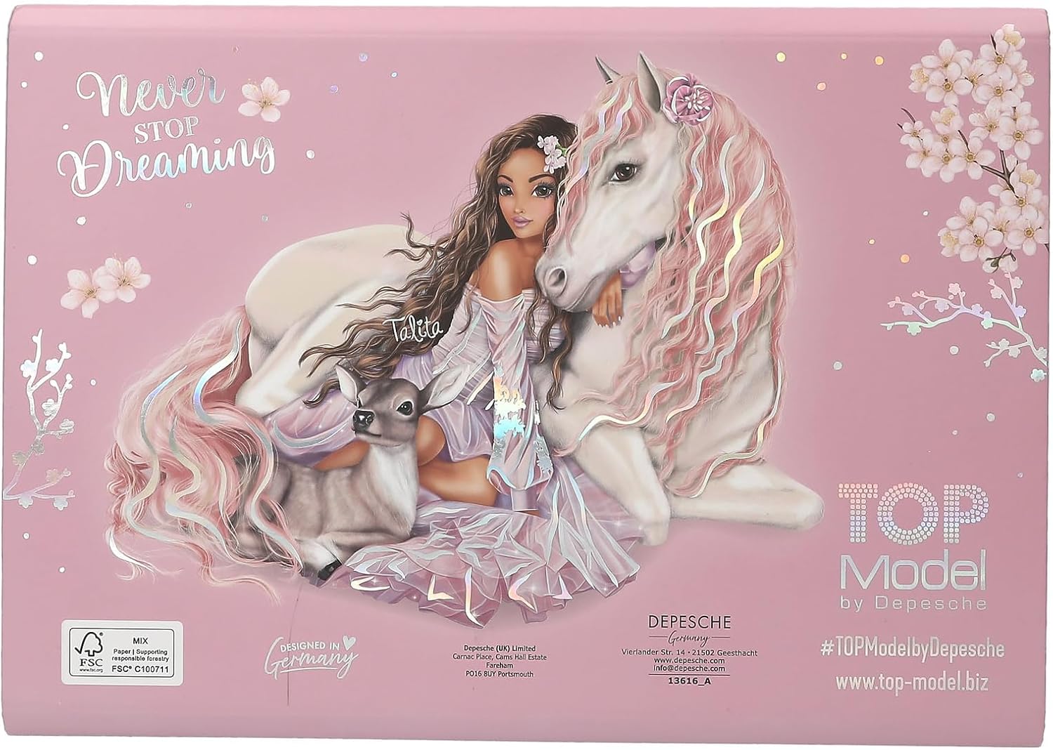 Depesche TOPModel Viva Violet 13616 Writing Paper Set in Folder with Model Motif Horse and Flowers with Letter Sheets and Envelopes