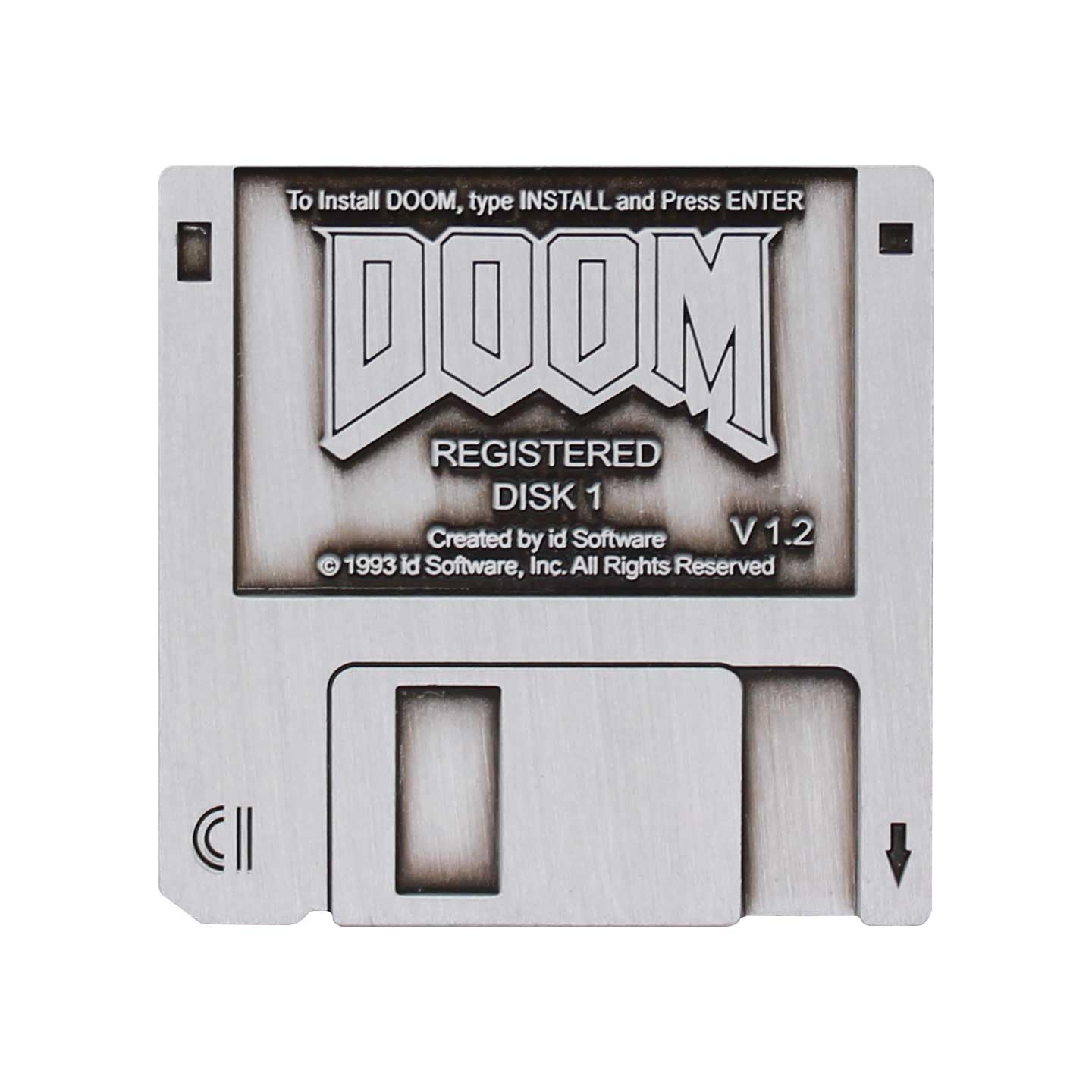 DOOM Floppy Disk Limited Edition Pin Badge, 45 x 45mm, Metall Gummi