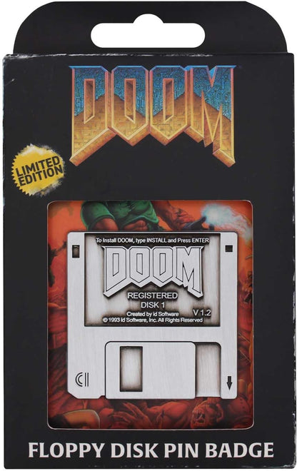 DOOM Floppy Disk Limited Edition Pin Badge, 45 x 45mm, Metall Gummi