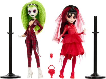 Monster High Skullector Beetlejuice Beetlejuice Doll 2-Pack, Collectible Betelgeuse and Lydia Deetz Set with Accessories and Displayable Packaging, HYV96