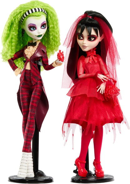 Monster High Skullector Beetlejuice Beetlejuice Doll 2-Pack, Collectible Betelgeuse and Lydia Deetz Set with Accessories and Displayable Packaging, HYV96