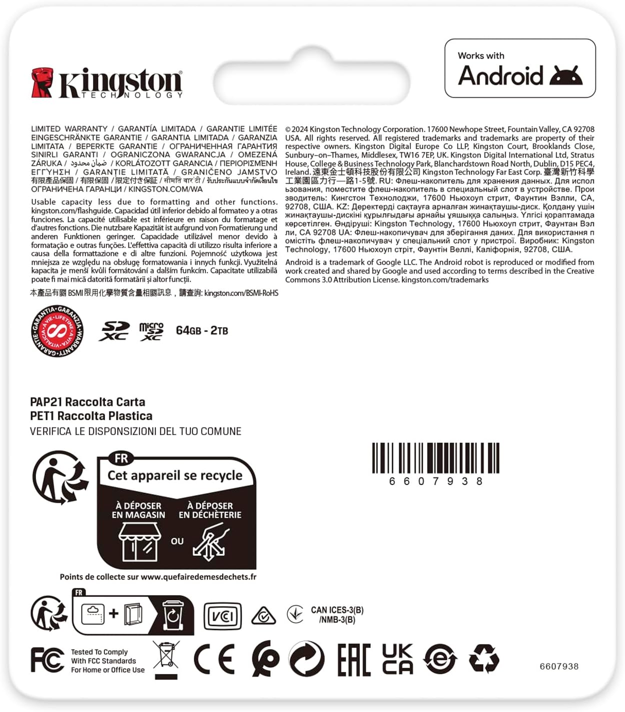 Kingston Canvas Go Plus microSDXC Memory Card Gen4 200MB/s A2 U3 V30 64GB Card + Adapter-SDCG4/64GB