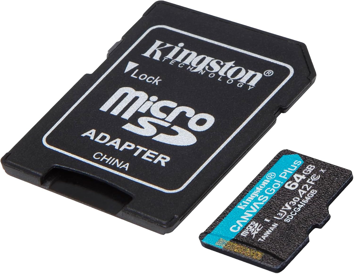Kingston Canvas Go Plus microSDXC Memory Card Gen4 200MB/s A2 U3 V30 64GB Card + Adapter-SDCG4/64GB
