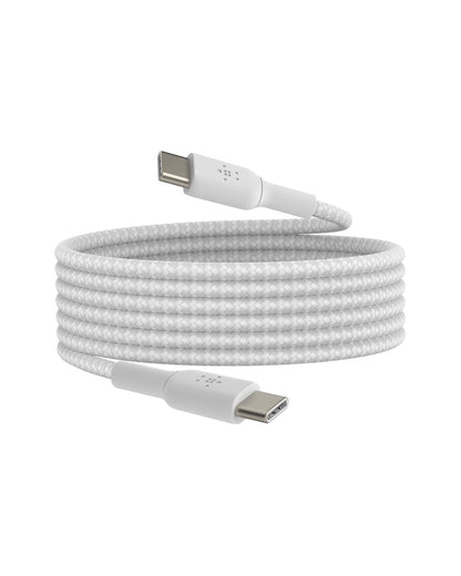 Belkin BoostCharge (6.6ft) Braided USB-C to USB-C Cable for iPhone 16, iPhone 16 Pro, iPhone 16 Pro Max, iPhone 16 Plus, iPhone 15, Galaxy S24, S23, Note10, Pixel 9, Pixel 8, iPad Pro & More