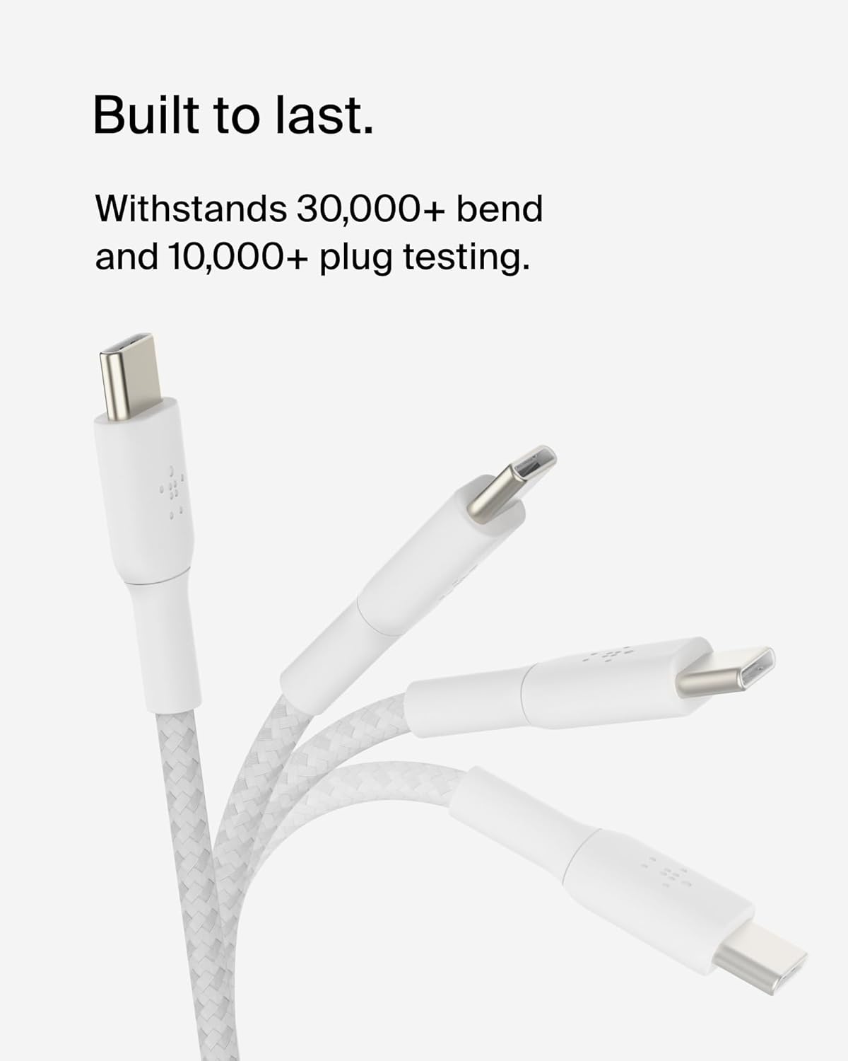 Belkin BoostCharge (6.6ft) Braided USB-C to USB-C Cable for iPhone 16, iPhone 16 Pro, iPhone 16 Pro Max, iPhone 16 Plus, iPhone 15, Galaxy S24, S23, Note10, Pixel 9, Pixel 8, iPad Pro & More