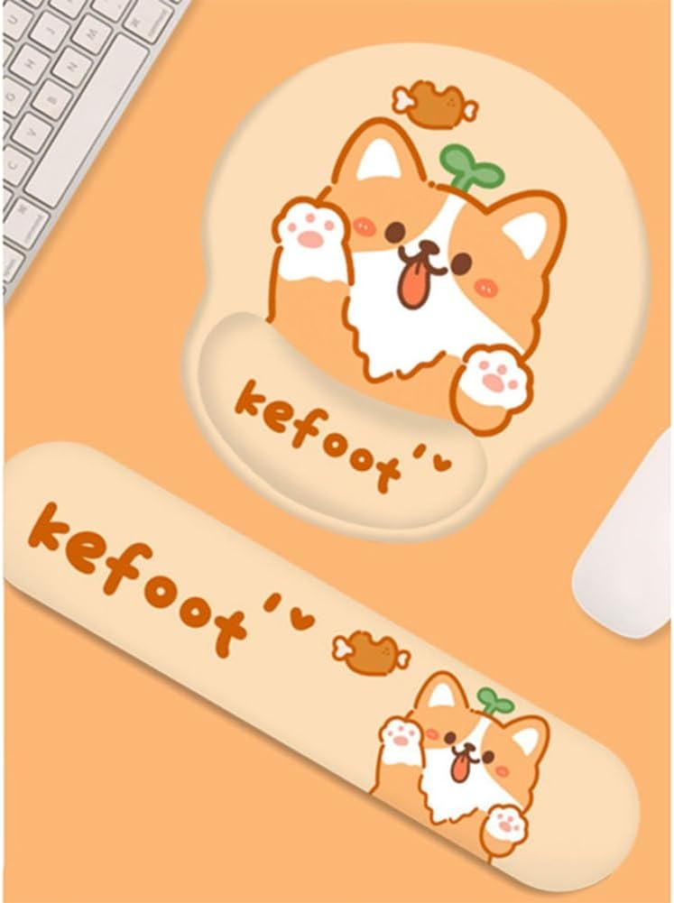 yilin 3-in-1 Cute Mouse Pad and Keyboard Wrist Rest Support Wrist Rest with Coaster Yellow Silica Gel