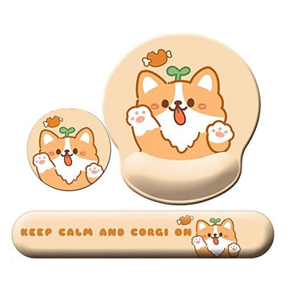 yilin 3-in-1 Cute Mouse Pad and Keyboard Wrist Rest Support Wrist Rest with Coaster Yellow Silica Gel