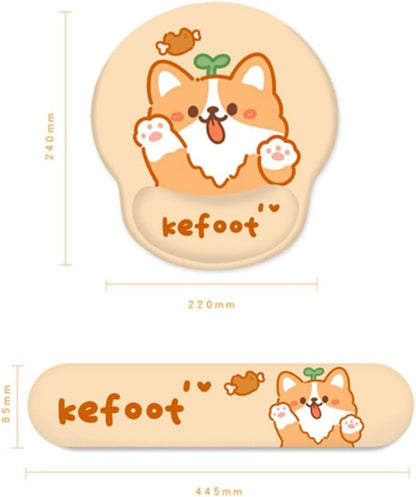 yilin 3-in-1 Cute Mouse Pad and Keyboard Wrist Rest Support Wrist Rest with Coaster Yellow Silica Gel