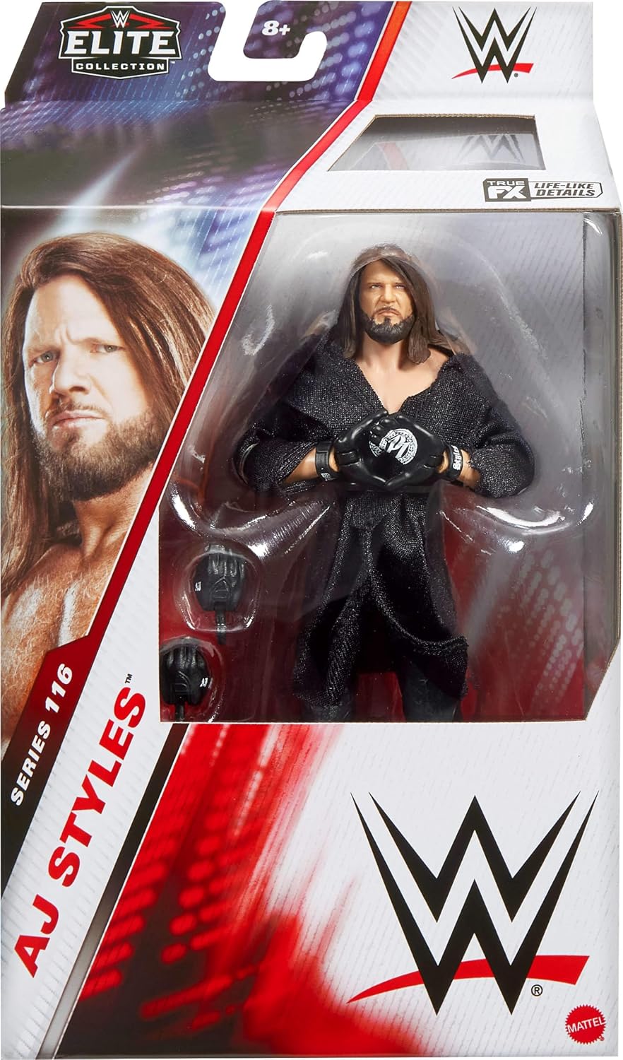 Mattel WWE Elite Action Figure & Accessories, Series #116 6-inch Collectible AJ Styles with 25 Articulation Points & Swappable Hands