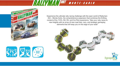 Synapses Games | Rallyman: Dirt Monte Carlo | Expansion | Dice Rolling Board Game | Push Your Luck Game |Ages 14+ | 1 to 6 Players | 60+ Minutes