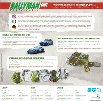 Synapses Games | Rallyman: Dirt Monte Carlo | Expansion | Dice Rolling Board Game | Push Your Luck Game |Ages 14+ | 1 to 6 Players | 60+ Minutes
