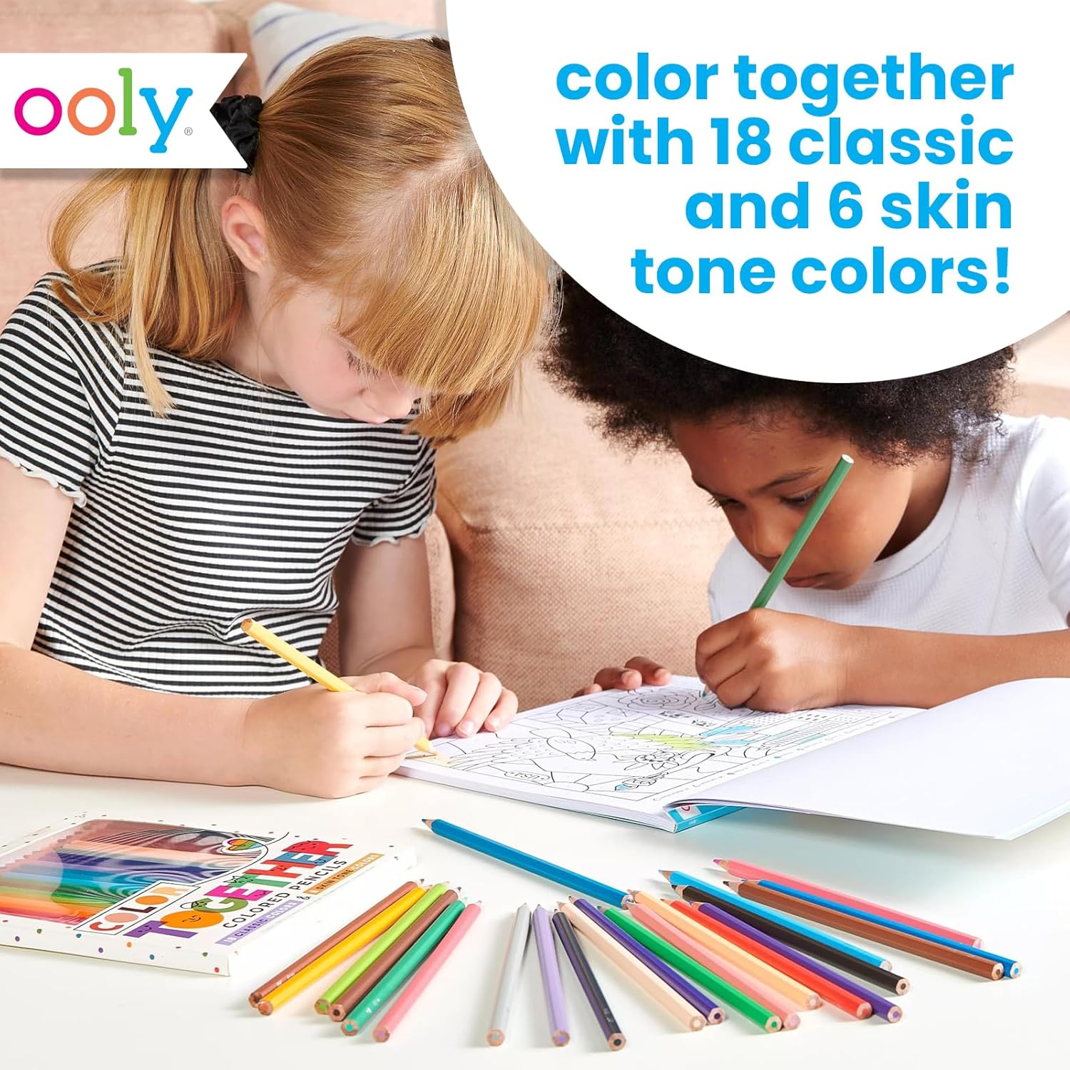 Color Together Buntstifte, 24 Stück (18 klassische und 6 Hautfarben
