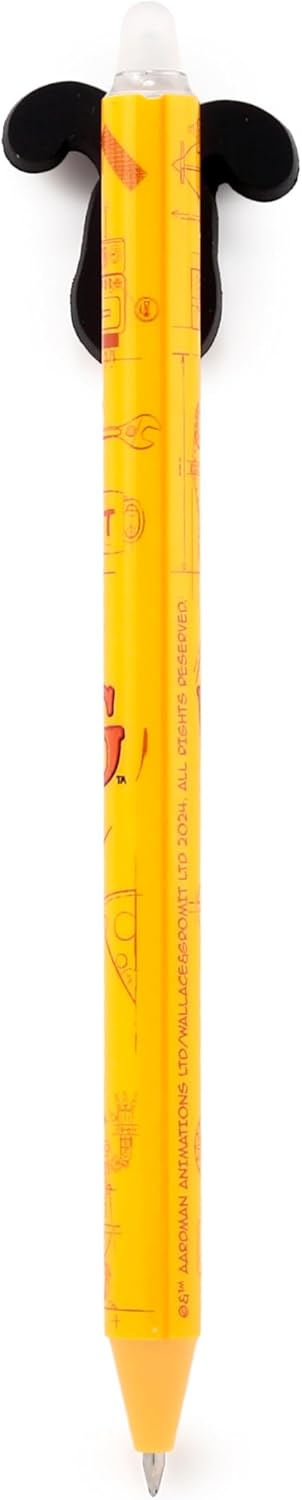 Puckator Penna cancellabile Inkredible con PVC Wallace e Gromit Topper, bella estetica per il rientro a scuola, penne gel cancellabili, penna con gomma per bambini, ufficio, scrittura e disegno