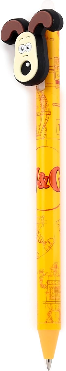 Puckator Penna cancellabile Inkredible con PVC Wallace e Gromit Topper, bella estetica per il rientro a scuola, penne gel cancellabili, penna con gomma per bambini, ufficio, scrittura e disegno