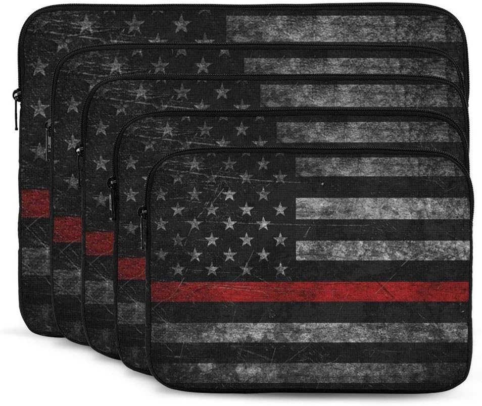 Borsa per computer portatile con bandiera americana, sottile linea rossa, assorbe urti e vibrazioni, adatta per la maggior parte dei modelli di computer