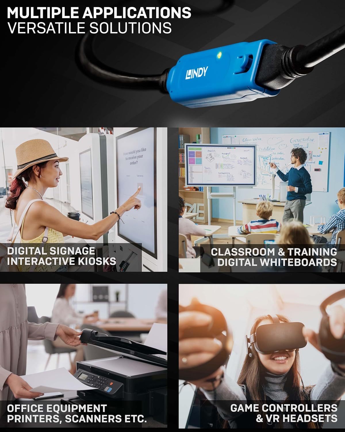 LINDY 5m USB 3.2 Gen 1 Type C to A, Active Extension Cable Pro, Long Distance USB Connection, PCs, Macs, Laptops, MacBook, Tablet, Smartphone, PS5, VR Headset, Printer, Webcam, Ext Drive etc.