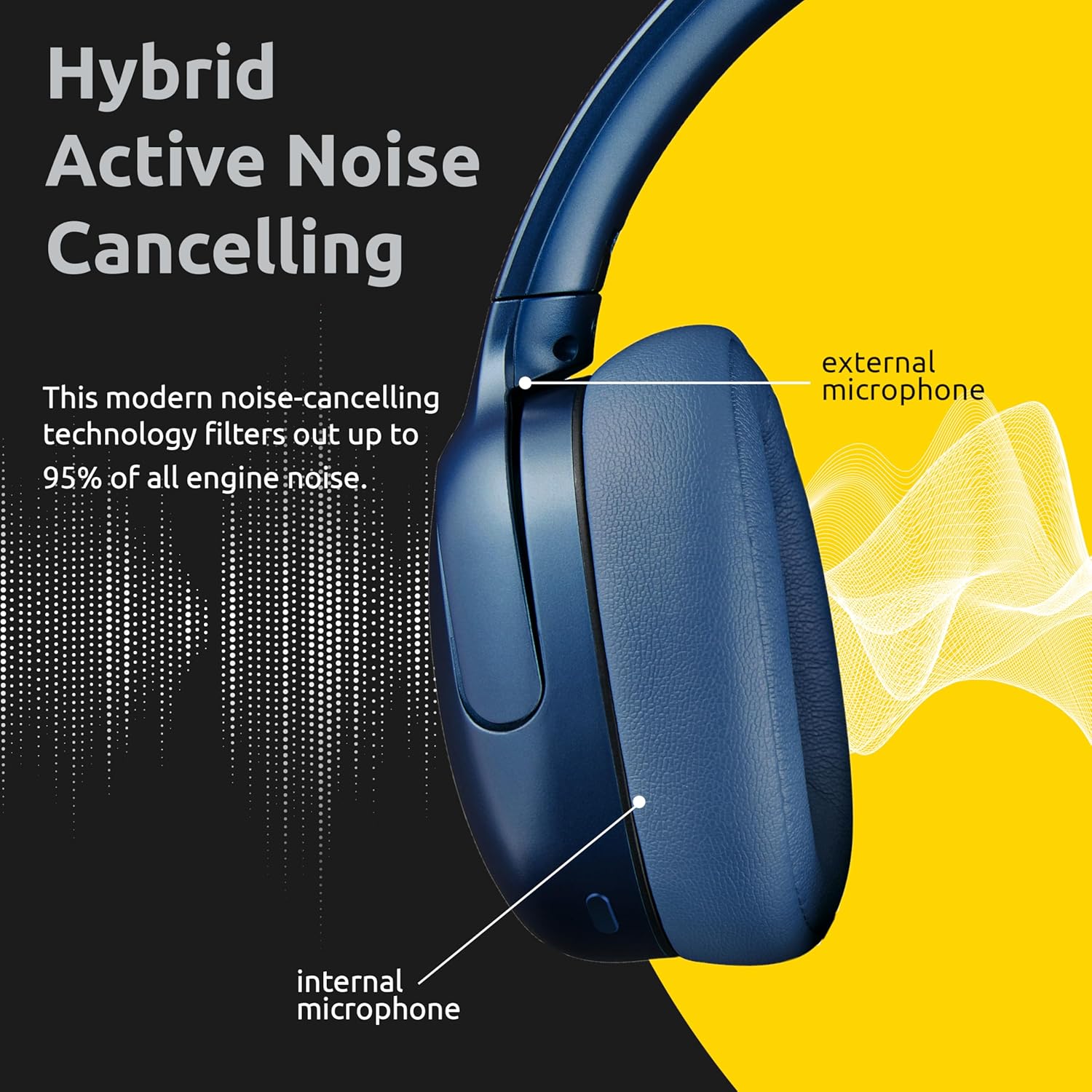 Intenso O400HA Over-Ear Headphones - Hybrid Active Noise Cancelling, up to 75 Hours Runtime and Bluetooth 5.3, with Music Mode, Transparency Mode and Fast Charging Time, Blue