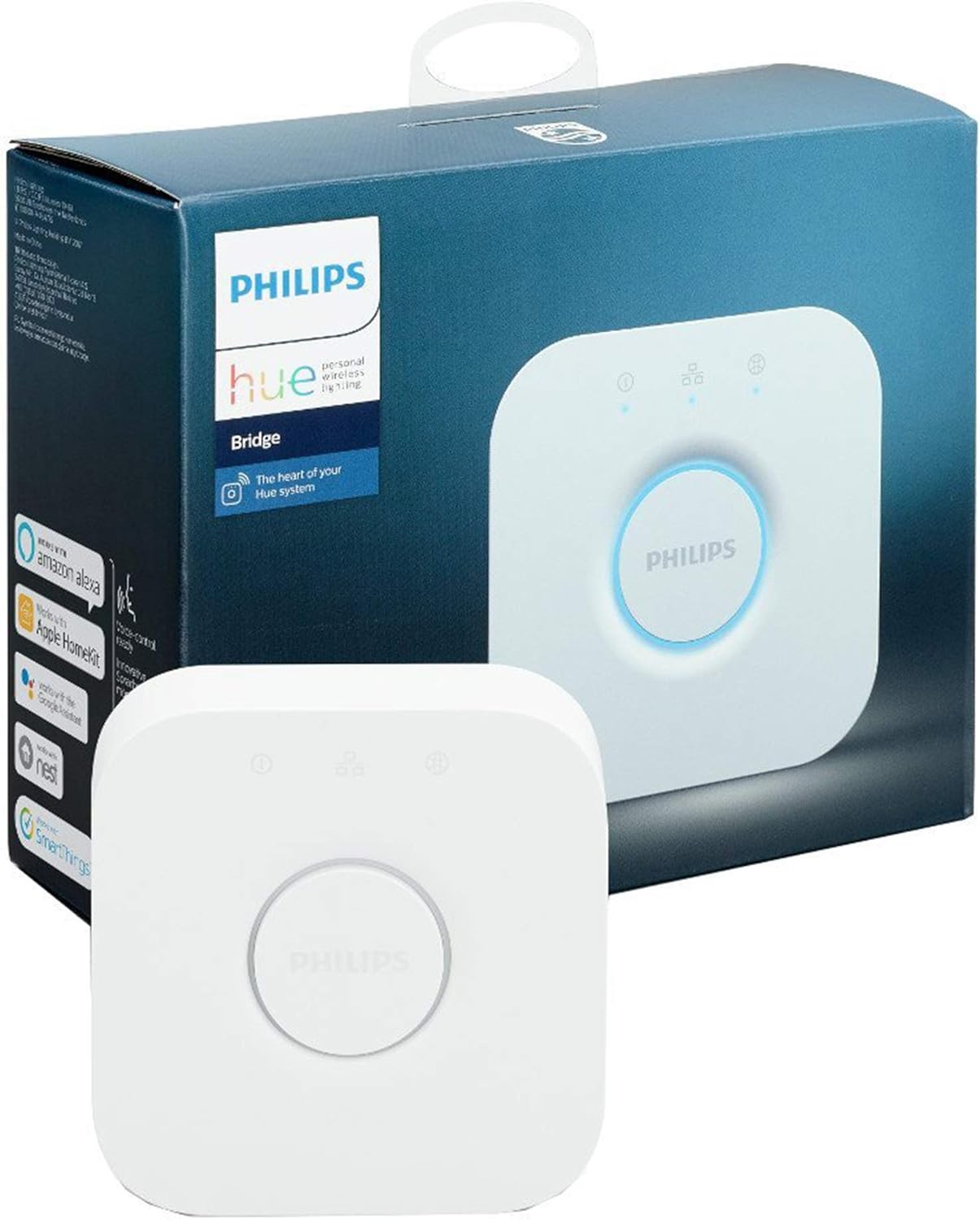 Philips Hue Bloom White and Colour Ambiance  Smart LED Table Lamp, with Bluetooth Works with Alexa and Google Assistant, 7 watts & Bridge. Smart Home Automation