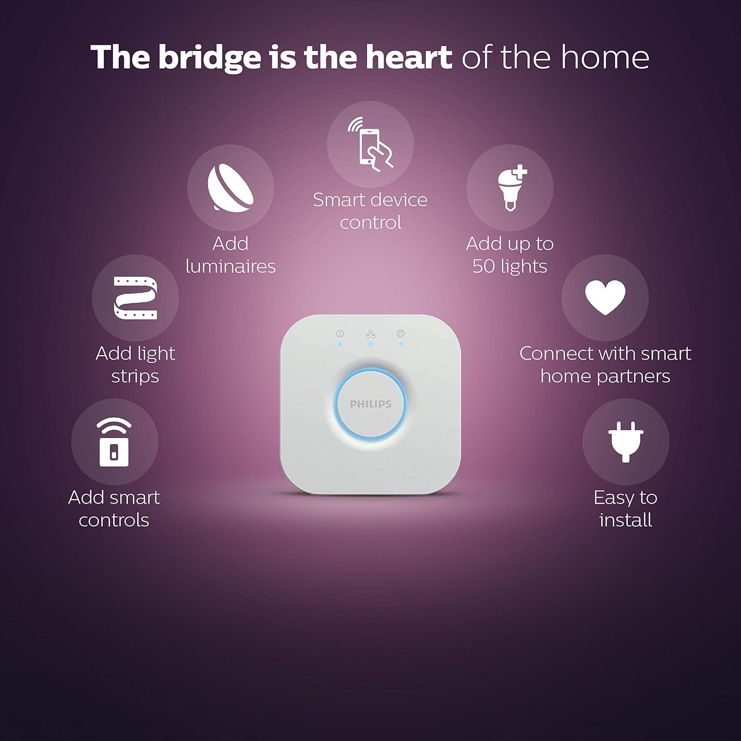 Philips Hue Bloom White and Colour Ambiance  Smart LED Table Lamp, with Bluetooth Works with Alexa and Google Assistant, 7 watts & Bridge. Smart Home Automation