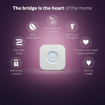 Philips Hue Bloom White and Colour Ambiance  Smart LED Table Lamp, with Bluetooth Works with Alexa and Google Assistant, 7 watts & Bridge. Smart Home Automation