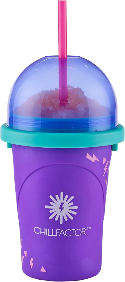 Chill Factor Color Shock Slushy Maker Power Purple - Reusable Slushy Maker Cup Homemade Slushies Squeeze Cup Slushy Maker Kitchen Toy