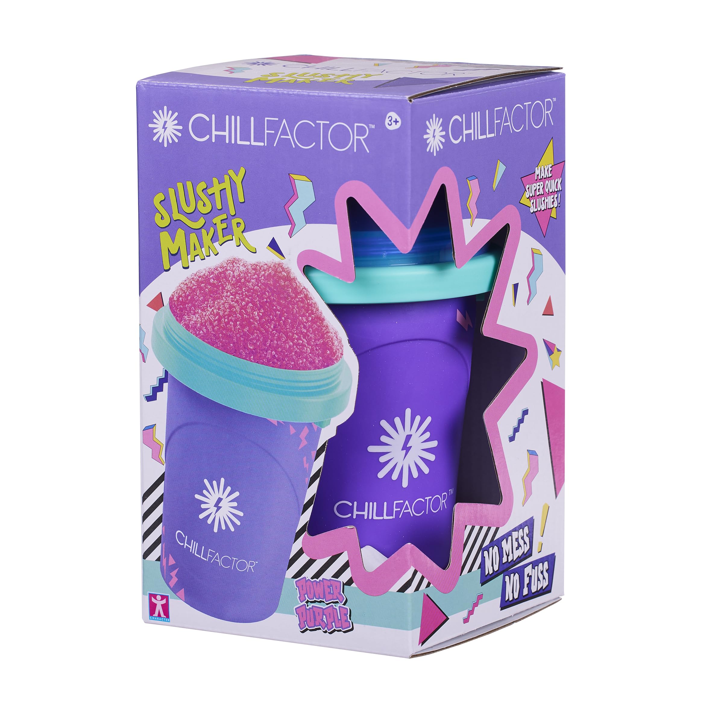 Chill Factor Color Shock Slushy Maker Power Purple - Reusable Slushy Maker Cup Homemade Slushies Squeeze Cup Slushy Maker Kitchen Toy