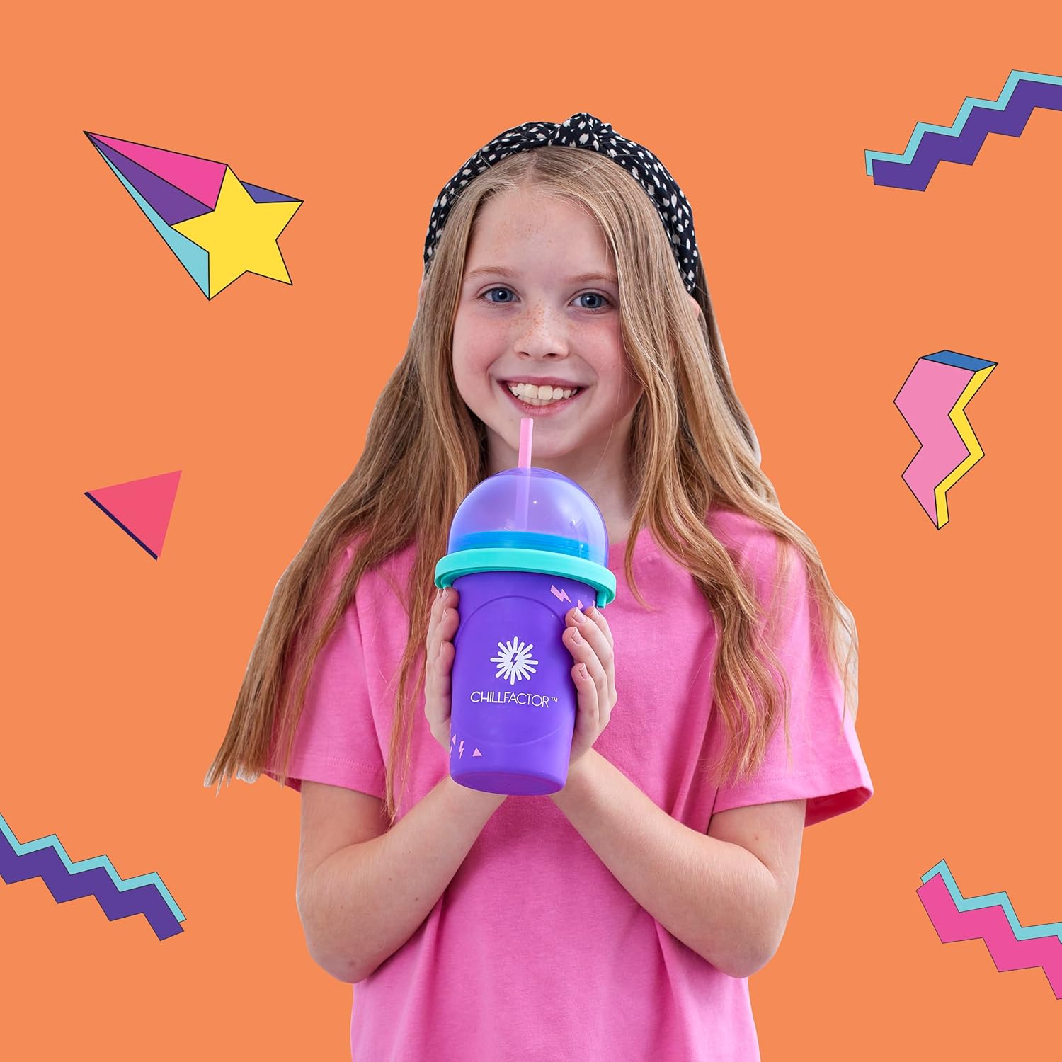 Chill Factor Color Shock Slushy Maker Power Purple - Reusable Slushy Maker Cup Homemade Slushies Squeeze Cup Slushy Maker Kitchen Toy
