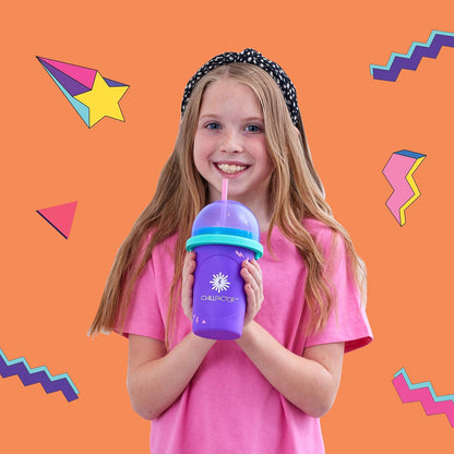Chill Factor Color Shock Slushy Maker Power Purple - Reusable Slushy Maker Cup Homemade Slushies Squeeze Cup Slushy Maker Kitchen Toy