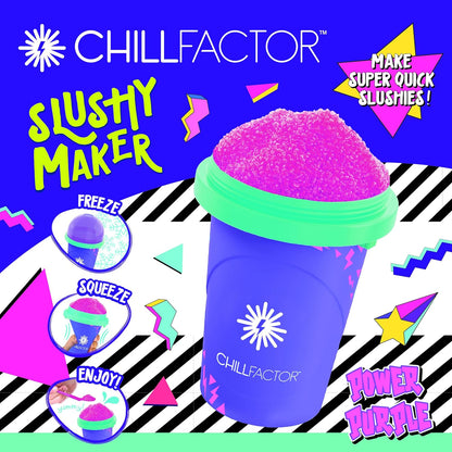Chill Factor Color Shock Slushy Maker Power Purple - Reusable Slushy Maker Cup Homemade Slushies Squeeze Cup Slushy Maker Kitchen Toy