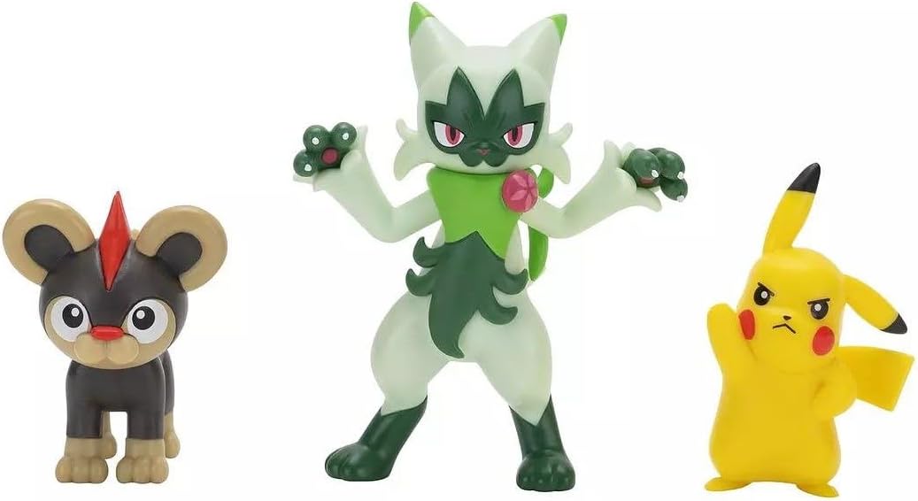 Pokémon Battle Figure 3 Pack - Features 2-Inch Litleo and Pikachu and 3-Inch Floragato Battle Figures