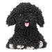 Depesche 13515 - Knuffel hond in zwart, ca. 16 cm hoog pluche knuffel met gekrulde vacht en roze tong