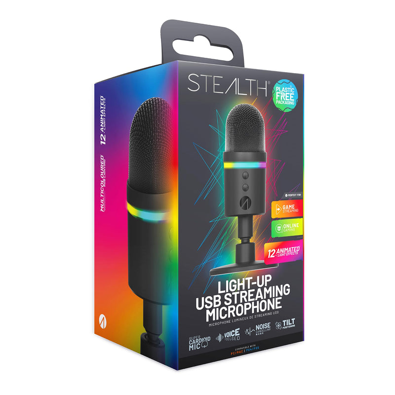 STEALTH Light-Up LED USB Streaming Microphone with Noice Cancelling Function