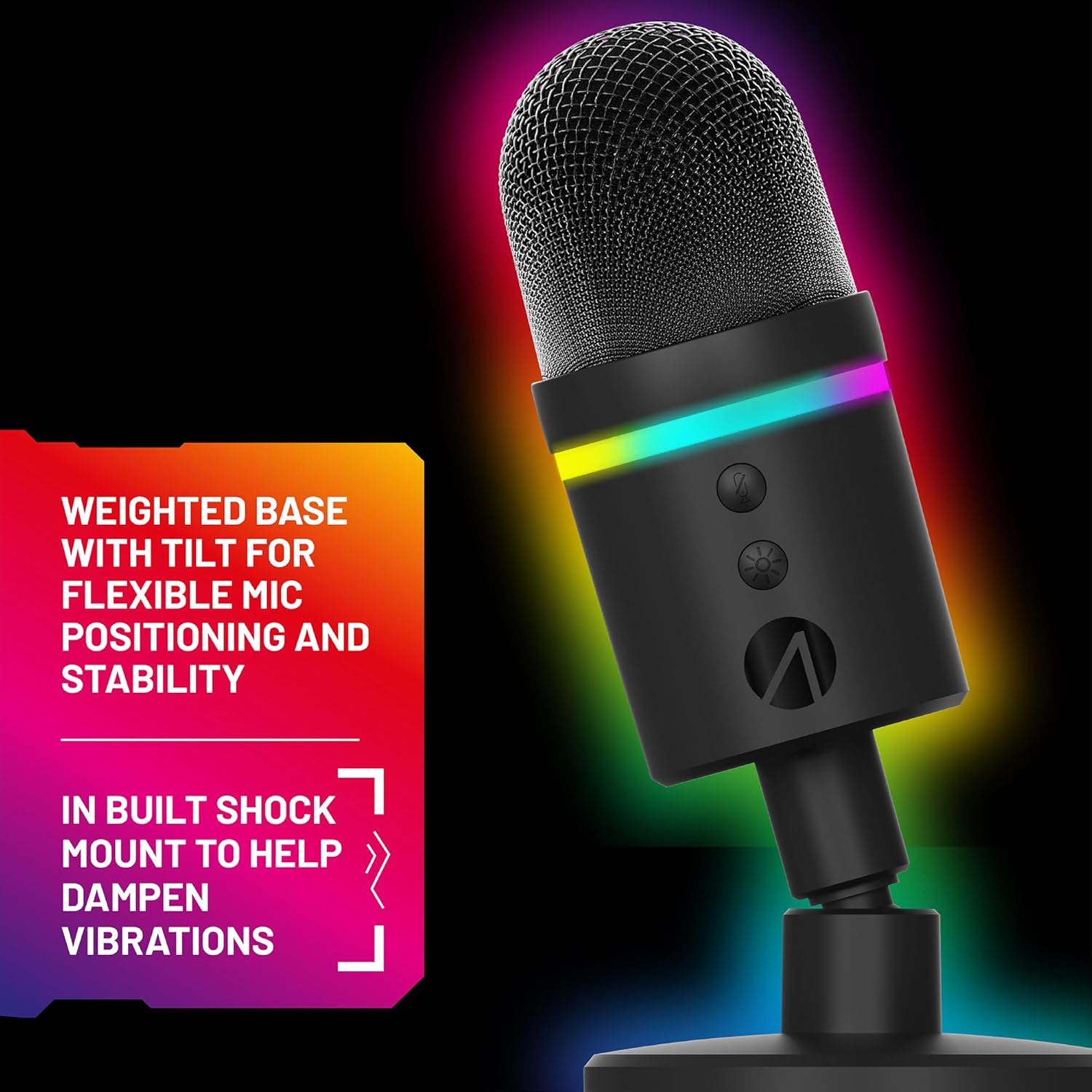 STEALTH Light-Up LED USB Streaming Microphone with Noice Cancelling Function
