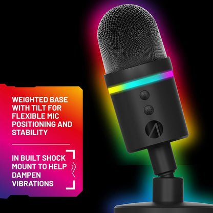 STEALTH Light-Up LED USB Streaming Microphone with Noice Cancelling Function