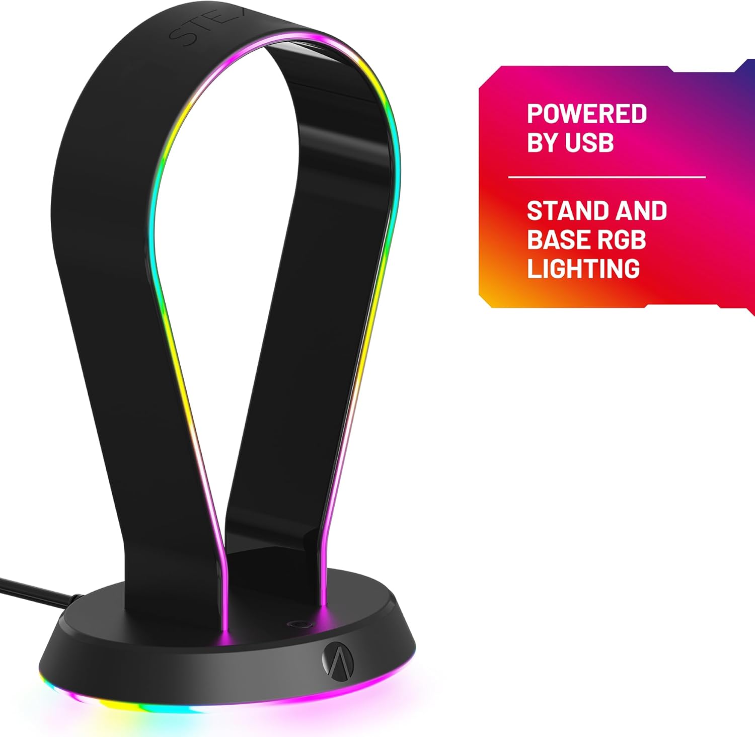 STEALTH LED Light Up Gaming Headset Stand in Black for PS4, PS5, XBOX, Switch and PC - USB Powered with 12 RGB Effects