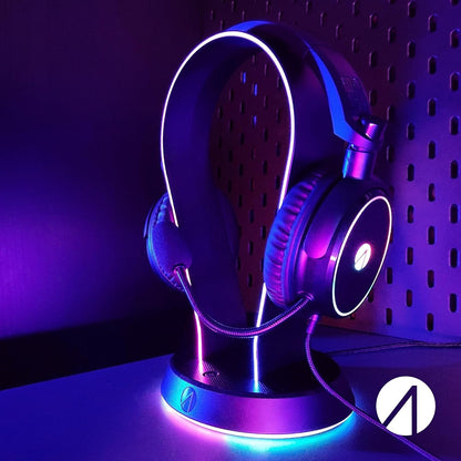 STEALTH LED Light Up Gaming Headset Stand in Black for PS4, PS5, XBOX, Switch and PC - USB Powered with 12 RGB Effects