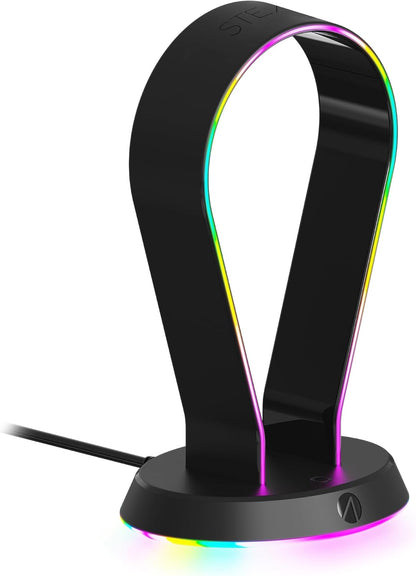 STEALTH LED Light Up Gaming Headset Stand in Black for PS4, PS5, XBOX, Switch and PC - USB Powered with 12 RGB Effects