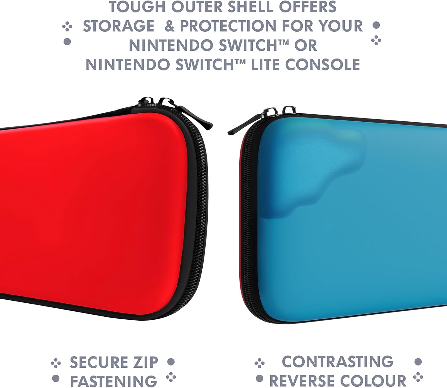 STEALTH Neon Red and Blue Hard-Shell Premium Travel Case Compatible with Nintendo Switch, Switch Lite & Switch OLED - with Soft Cotton Lining Protection and Velcro Storage