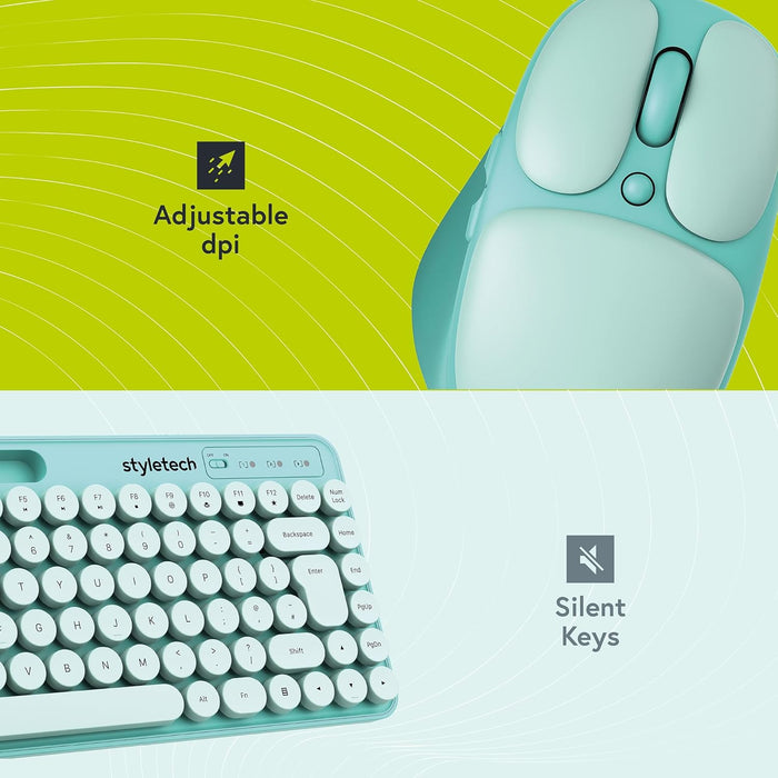 Styletech Wireless Pastel Keyboard and Mouse Bundle