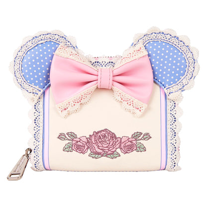 Loungefly Disney Minnie Floral And Lace Ears Zip Around Wallet (Wdwa3269)