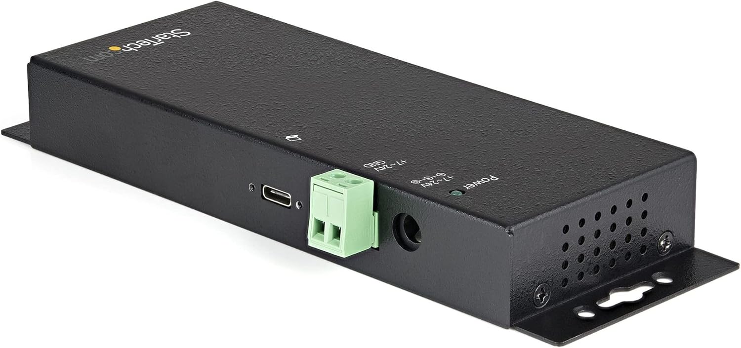 StarTech.com 4-Port USB C Hub 10Gbps - Metal Industrial USB Type-C Hub w/ 3xUSB-A & 1xUSB-C - ESD & Surge Protection - USB-C or USB-A Host - Self-Powered Mountable USB 3.2/3.1 Gen 2 Hub (HB31C3A1CME