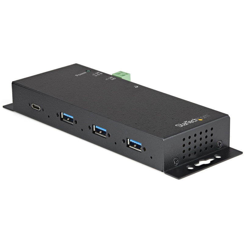 StarTech.com 4-Port USB C Hub 10Gbps - Metal Industrial USB Type-C Hub w/ 3xUSB-A & 1xUSB-C - ESD & Surge Protection - USB-C or USB-A Host - Self-Powered Mountable USB 3.2/3.1 Gen 2 Hub (HB31C3A1CME